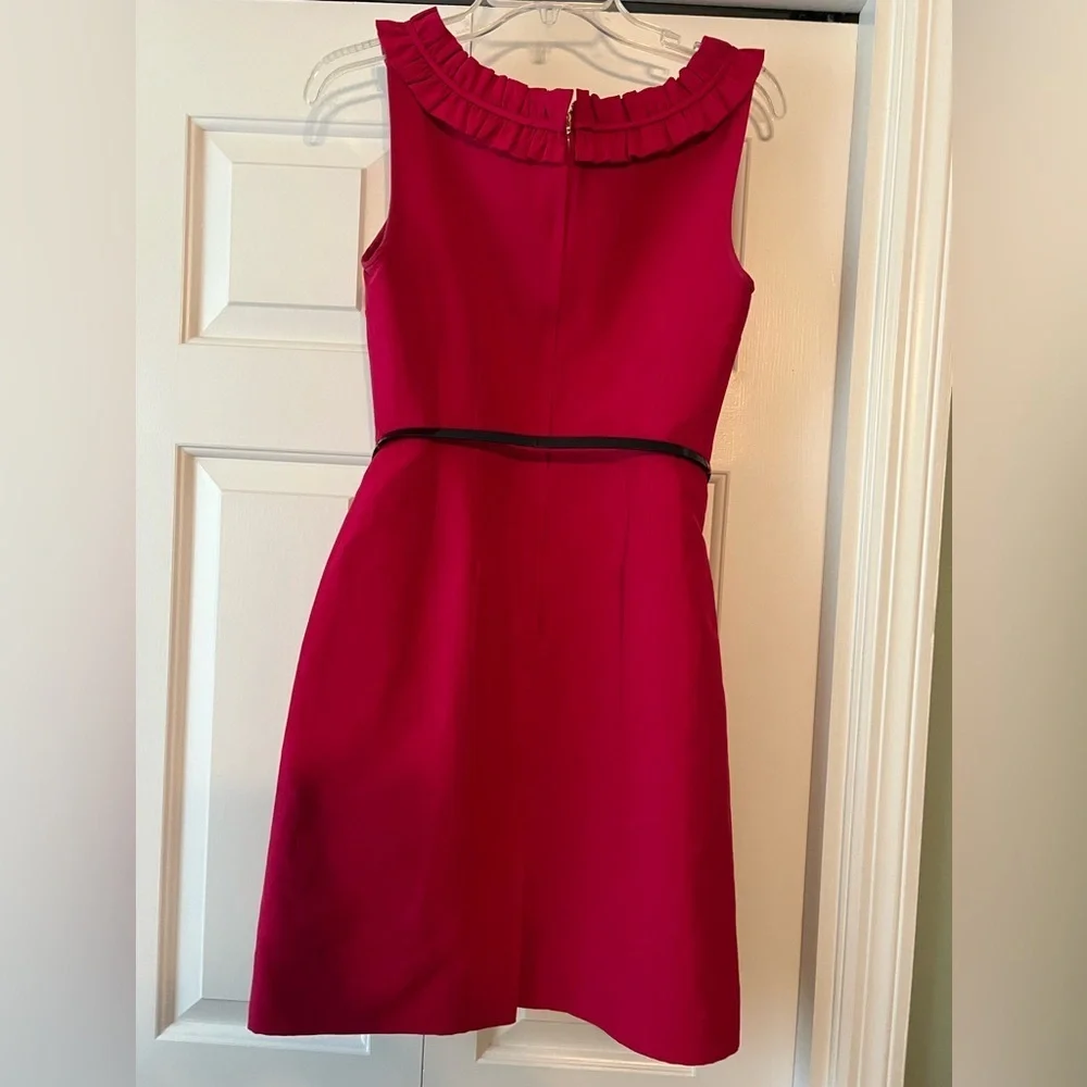 Kate Spade Raspberry Silk Blend Fit & Flare Belted Sleeveless Dress 4 GUC #1670